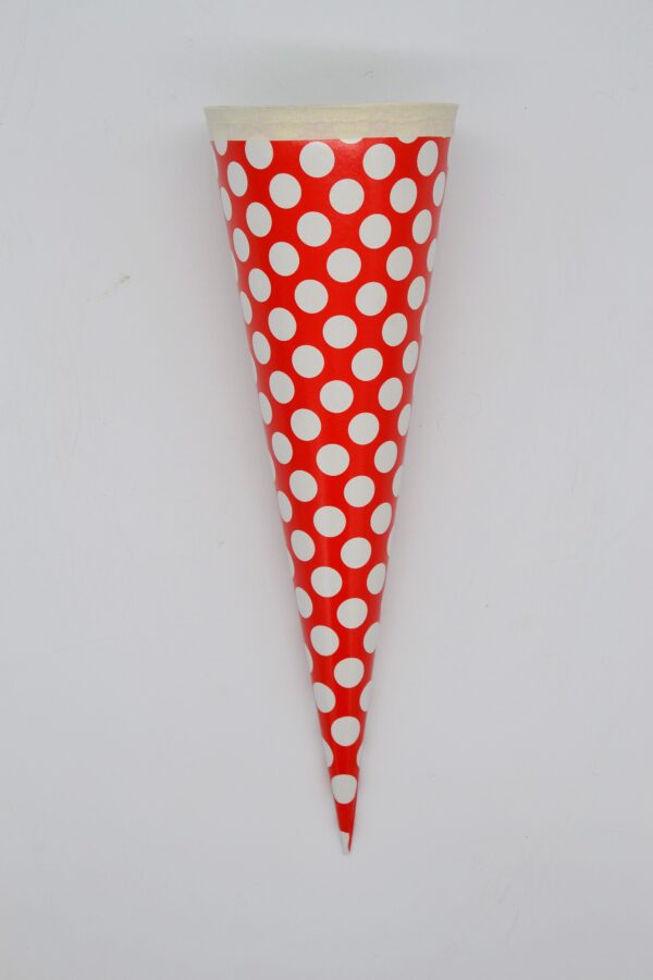 Mittelgroße Schultüte rot mit weißen Punkten 34,5 cm von Krima&Isa