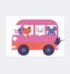 Postkarte Tiere im Bus