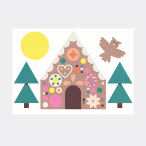 Postkarte Weihnachten Lebkuchenhaus Eule