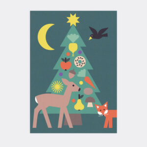 Postkarte Weihnachten Waldtiere