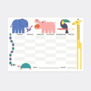 Postkarte Mini Stundenplan Tiere